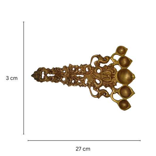 Brass Pooja Spoon | Handcrafted Spiritual Spoon for Rituals and Ceremonies | Brass Ritual Spoon ( Yellow, 10.5 inch)