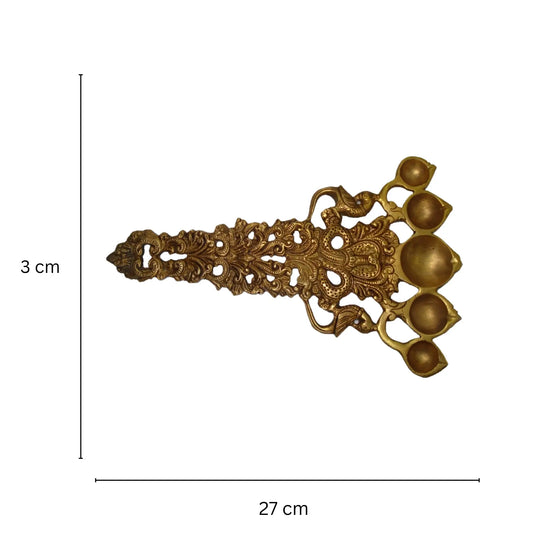 Brass Pooja Spoon | Handcrafted Spiritual Spoon for Rituals and Ceremonies | Brass Ritual Spoon ( Yellow, 10.5 inch) Aakrati