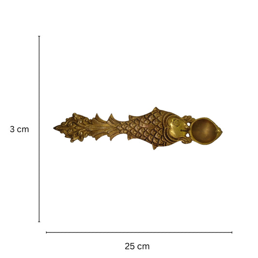 Handmade Brass Spoon | Traditional Spoon for Pooja Room and Ritual Offerings | Brass Pooja Spoon ( Yellow, 10 inch)