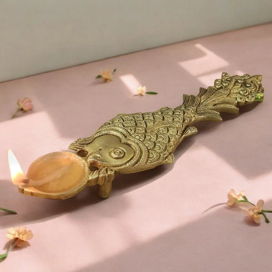 Handmade Brass Spoon | Traditional Spoon for Pooja Room and Ritual Offerings | Brass Pooja Spoon ( Yellow, 10 inch) Aakrati