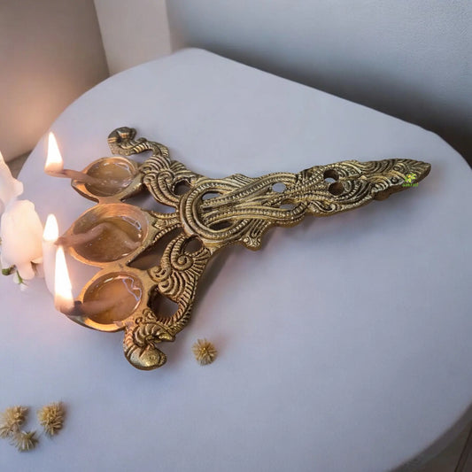 Elegant Brass Hawan Spoon | Traditional Spoon for Pooja Rituals and Home Temple | Traditional Brass Spoon ( Yellow, 6.5 inch) Aakrati