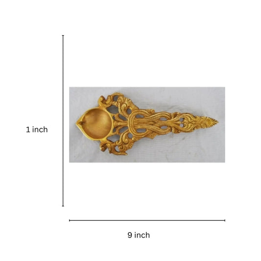Brass Hawan Spoon | Traditional Handmade Spoon for Pooja and Spiritual Offerings | Premium Brass Hawan Spoon ( Brown, 9 inch) Aakrati