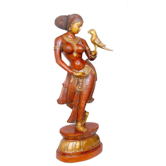 Lady Figure Red Finish Brass Made Sculpture by Aakrati Aakrati