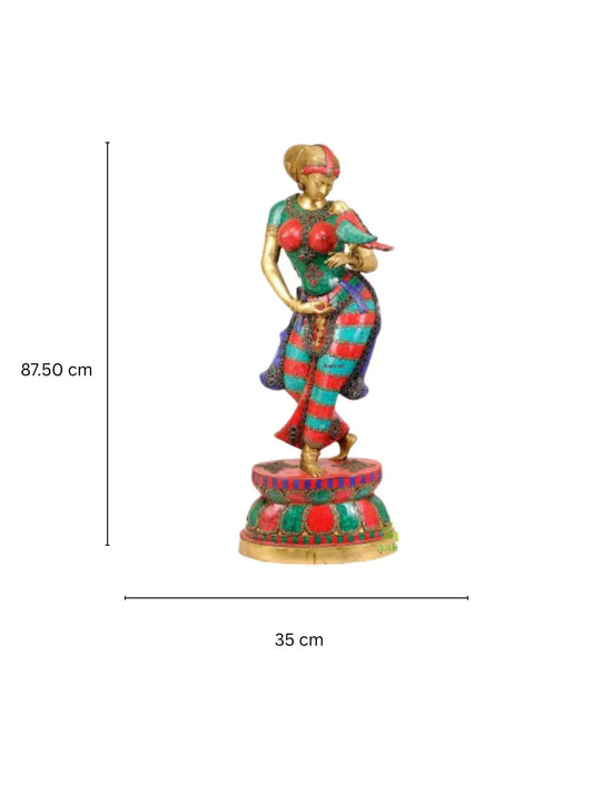 Decorative Lady Figure Brass Made Stone work Garden Sculpture Aakrati