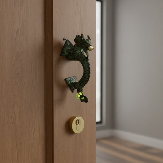 Luxury Brass Door Pull Handle | Artistic Home Decor for Nature Lovers | Brass Peacock Door Handle ( Brown, 7.5inch) Aakrati