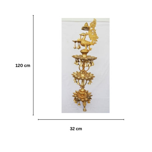Brass Peacock Oil Lamp Stand | Luxurious Festival Decor for Home and Pooja Room | Brass Peacock Oil Lamp ( Yellow, 48 inch)