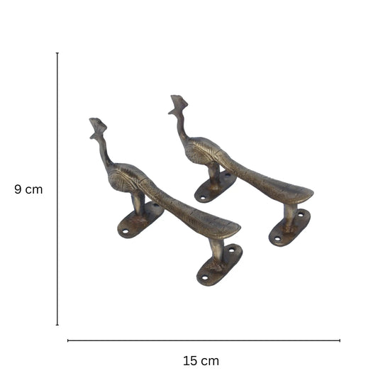 Luxury Brass Door Pull Handle | Artistic Home Decor for Nature Lovers | Brass Peacock Door Handle ( Brown, 6 inch) Aakrati