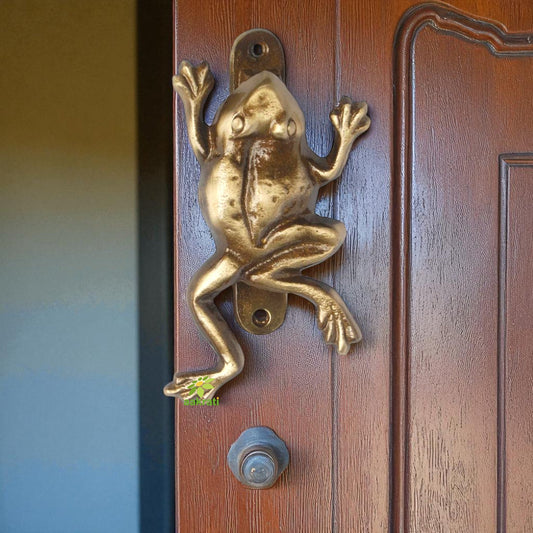 Vintage Brass Frog Door Knocker | Traditional Handcrafted Entrance Decoration | Brass Antique Door Knocker ( Brown, 6.5 inch) Aakrati