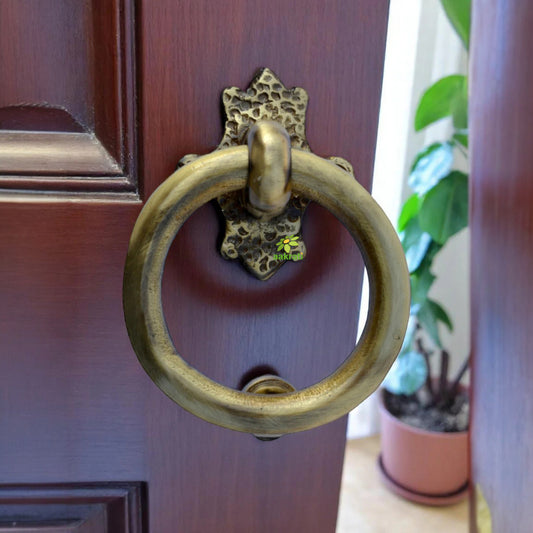 Brass Round Door Knocker | Classic Design for Stylish and Durable Home Decor | Handcrafted Decorative Brass Door Knocker ( Brown, 6 inch)