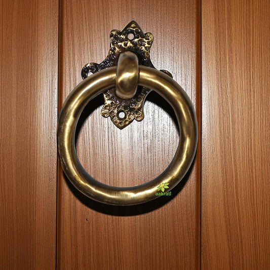 Luxury Brass Door Knocker | Perfect Blend of Tradition and Style | Traditional Brass Round Door Knocker ( Yellow, 6 inch) Aakrati