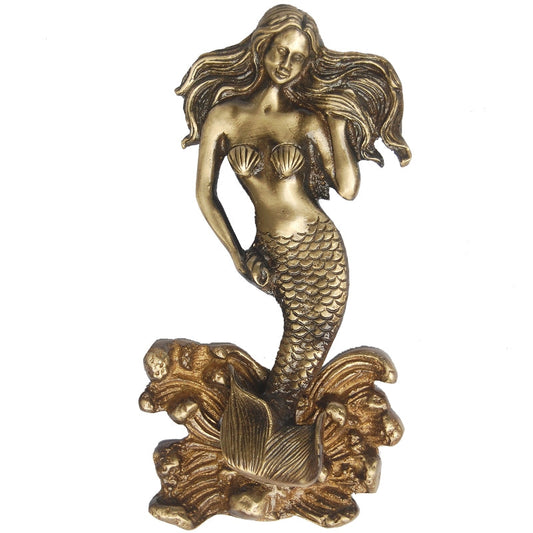 Antique Brass Mermaid Fish Door Knocker | Unique Antique Decoration | Traditional Brass Knocker ( Brown, 10 inch) Aakrati