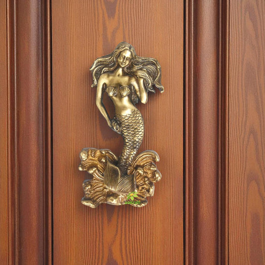 Antique Brass Mermaid Fish Door Knocker | Unique Antique Decoration | Traditional Brass Knocker ( Brown, 10 inch) Aakrati
