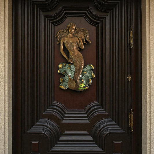 Brass Antique Door Knocker | Antique Nautical Door Accent | Brass Fish Shaped Door Knocker ( Brown, 10 inch) Aakrati