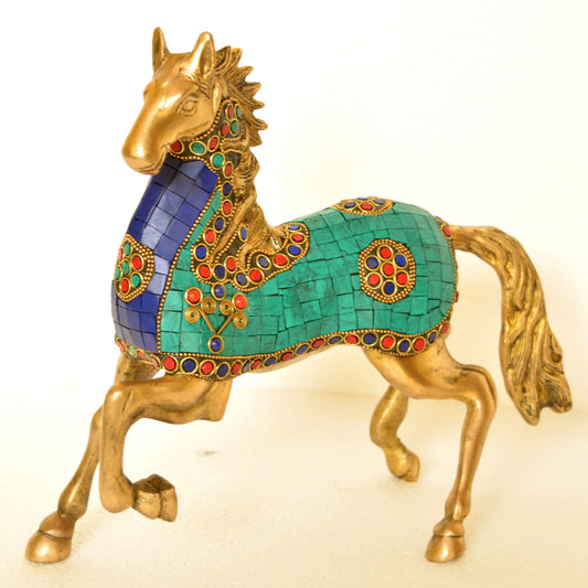 Brass Made Horse Home Decor Stone Work Sculpture by Aakrati Aakrati