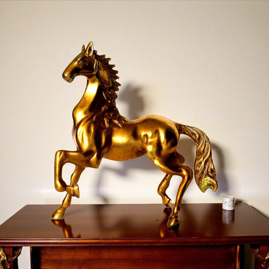 Luxury Brass Horse Figurine | The Perfect Decorative Piece for Your Home | Handcrafted Brass Horse Showpiece ( Yellow, 11 inch)