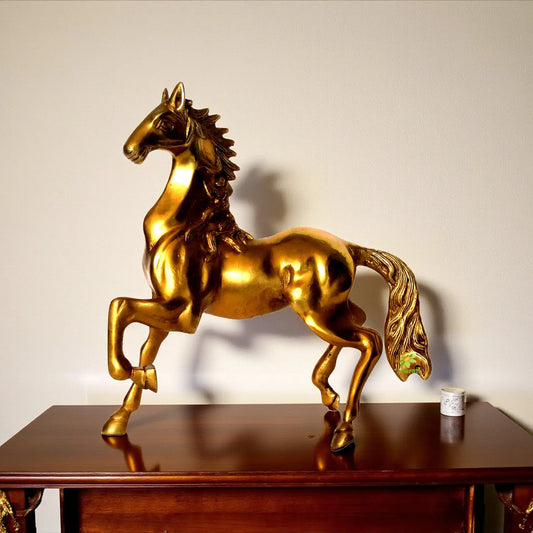 Luxury Brass Horse Figurine | The Perfect Decorative Piece for Your Home | Handcrafted Brass Horse Showpiece ( Yellow, 11 inch) Aakrati