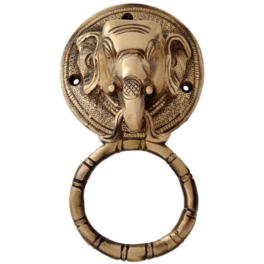 Exquisite Brass Elephant Knocker | A Decorative Masterpiece for Your Home Entrance | Brass Elephant Door Knocker ( Brown, 6 inch) Aakrati