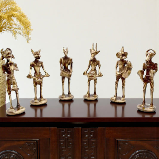 Brass Sculptures of Musicians | Elegant Home Décor Piece | Brass Musician Figurines Set for Home Décor ( Brown, 5.5 inch)
