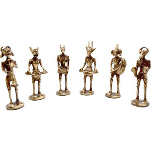 Brass Sculptures of Musicians | Elegant Home Décor Piece | Brass Musician Figurines Set for Home Décor ( Brown, 5.5 inch)