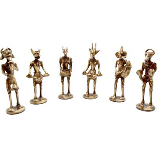 Brass Sculptures of Musicians | Elegant Home Décor Piece | Brass Musician Figurines Set for Home Décor ( Brown, 5.5 inch) Aakrati