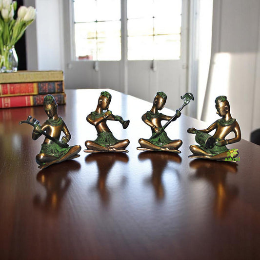Handicraft Brass Made Musician Set in Antique Finish By Aakrati