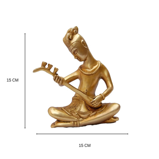 Brass Made Home Decor Hand Carved Musician statue Aakrati