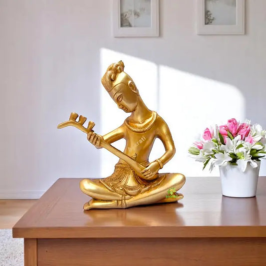 Brass Made Home Decor Hand Carved Musician statue Aakrati