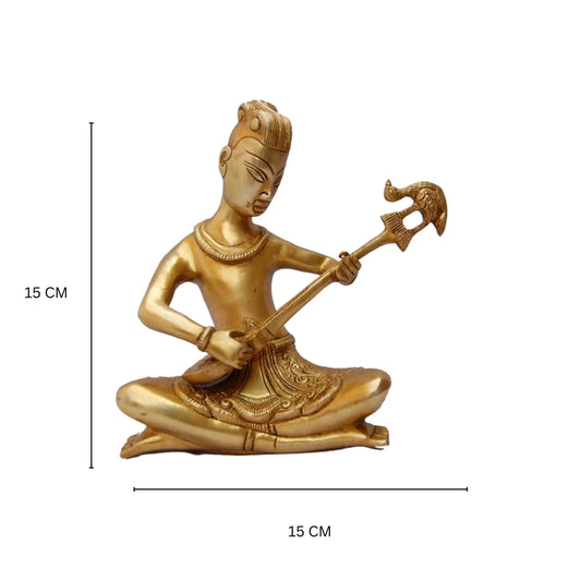 Brass Metal Vintage Hand Carved Musician statue Aakrati