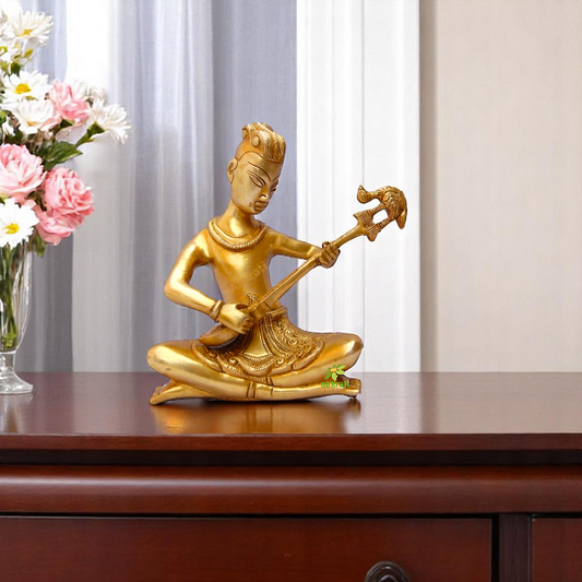 Brass Metal Vintage Hand Carved Musician statue