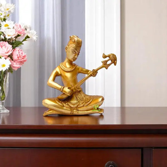 Brass Metal Vintage Hand Carved Musician statue Aakrati
