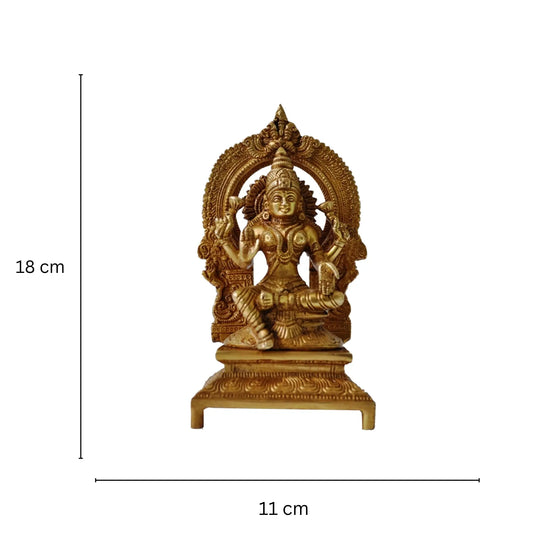 Brass Decorative Lakshmi Murti | Divine Idol for Festival Decoration & Blessings | Brass Lakshmi Statue ( Yellow, 7 inch) Aakrati