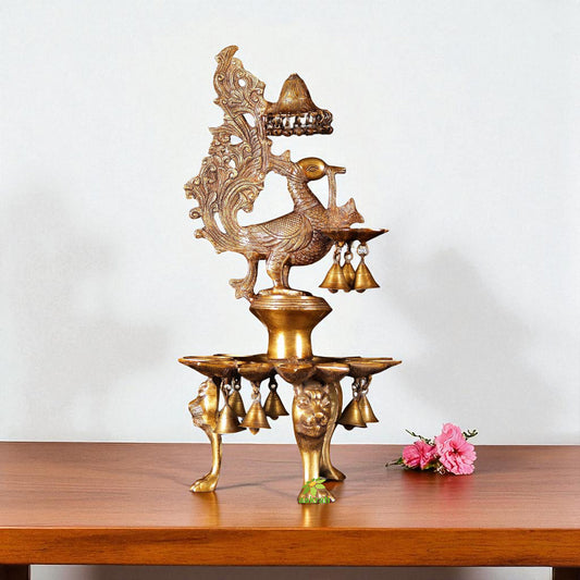 Peacock Figure Pooja Ghar Deepak Stand by Aakrati
