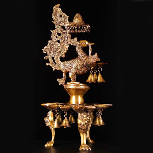 Peacock Figure Pooja Ghar Deepak Stand by Aakrati Aakrati