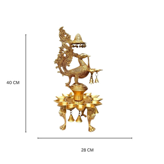 Bird Figure Brass Metal Standing Pooja Ghar Deepak/oil Lamp Aakrati