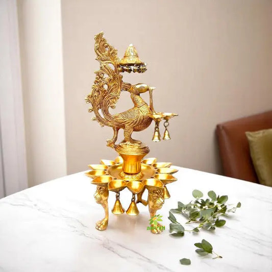 Bird Figure Brass Metal Standing Pooja Ghar Deepak/oil Lamp Aakrati