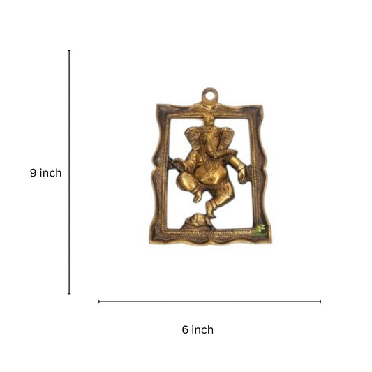 Brass Wall Hanging Ganesha Plate | Traditional Home Decor for Blessings | Brass Ganesha Plate ( Brown, 9 inch)