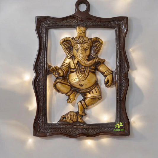 Divine Brass Ganesha Wall Hanging | Elevate Your Home with Blessings | Ganesha Wall Décor ( Yellow, 9 inch) Aakrati