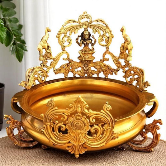 Goddess Lakshmi Brass Metal Hand Carved Hurli