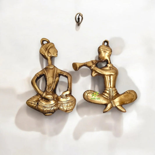 Handmade Brass Wall Hanging Human Statue | Unique Decorative Piece for Modern Homes | Brass Human Statues ( Yellow, 6 inch) Aakrati