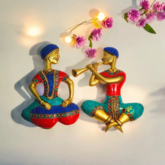 Wall haging Musician set turquoise Stone work Aakrati