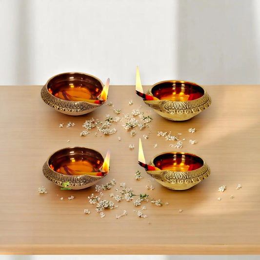 Deepawali Lighting Oil Diya for Decoration & Pooja set of 4 Aakrati
