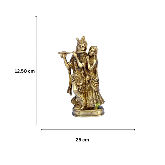 Brass Radha Krishna Pair Idol | Antique Finish for Sacred Home Decor and Blessings | Antique Brass Radha Krishna Pair ( Brown, 8.5 inch)