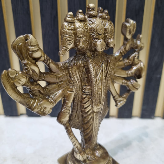 Brass Handcrafted Panchmukhi Murti | Perfect Religious Decor for Homes and Temples | Brass Panchmukhi Murti ( Brown, 5 inch)