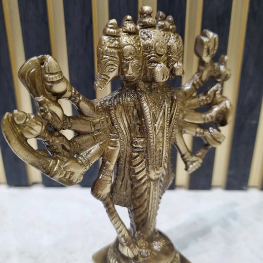 Brass Handcrafted Panchmukhi Murti | Perfect Religious Decor for Homes and Temples | Brass Panchmukhi Murti ( Brown, 5 inch) Aakrati