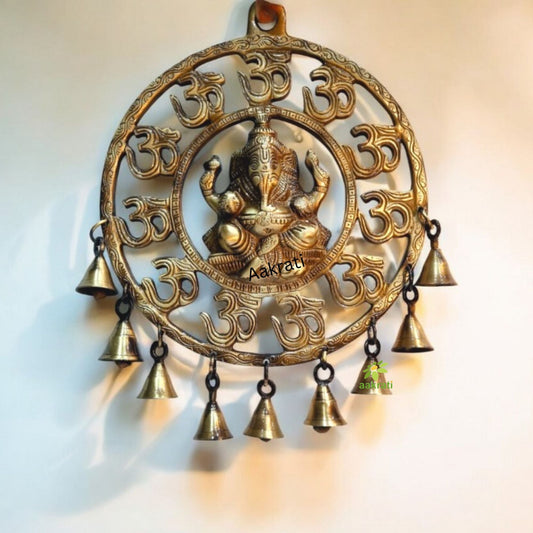 Brass Ganesha Wall Hanging Showpiece | A Perfect Blend of Tradition and Charm | Brass Religious Wall Hanging ( Yellow, 10 inch) Aakrati