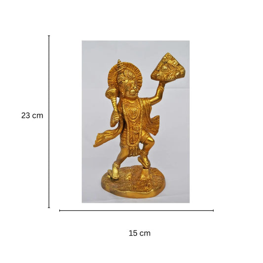 Brass Handmade Hanuman Murti | Traditional Spiritual Idol for Home and Temple | Brass Hanuman Murti ( Yellow, 9 inch) Aakrati
