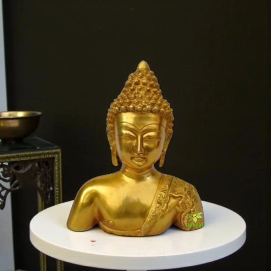Handcrafted Brass Buddha Head Statue | Traditional Meditation Idol | Premium Spiritual Decor for Living Room Aakrati