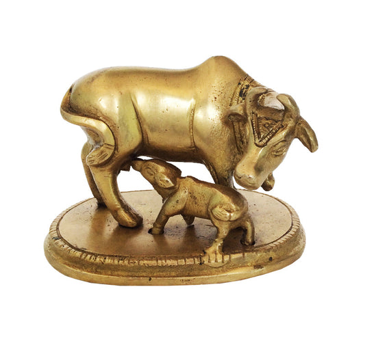 Divine Brass Nandi Murti | Blessing Your Home with Shiva’s Energy | Handcrafted Brass Nandi Idol ( Yellow, 3 inch) Aakrati