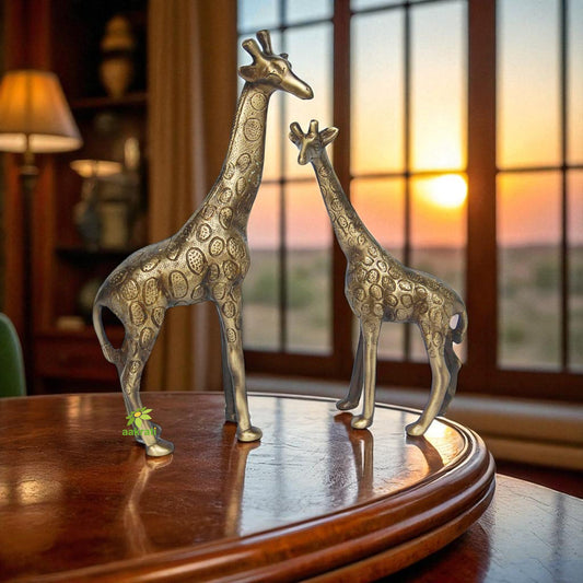 Handcrafted Brass Giraffe Statue | Unique Decorative Piece for a Contemporary Look | Brass Giraffe Figurine ( Brown, 9.5 inch) Aakrati