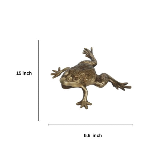 Decorative Brass Frog Statue | Ideal Gift for Nature and Art Lovers | Handcrafted Brass Showpiece ( Brown, 15 inch) Aakrati